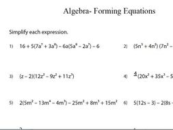gcse maths worksheet algebraic equations by theeducationspecialist gcse maths worksheet algebraic equations