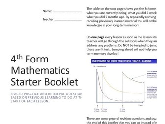 Maths Spaced Retrieval Starter Booklet Template