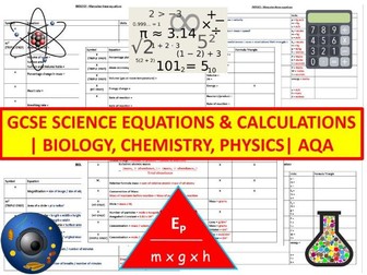 Equations | Physics | Chemistry | Biology | AQA | Combined & Triple Science | Worksheets | Revision