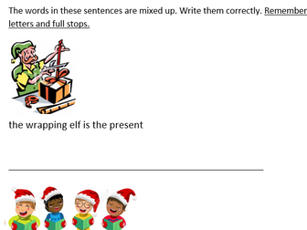 Year 1 Christmas capital letters and full stops activity