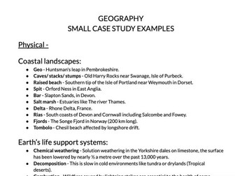 Small case studies - Geography OCR A Level