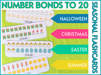 Number Bonds to 20 Seasonal Flashcards