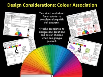 Design Technology Cover work/worksheet - Design Considerations - Colour Association