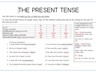 Spanish Present Tense bundle