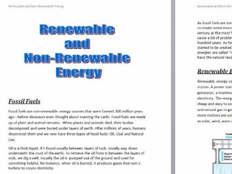 Renewable and Non-Renewable Energy