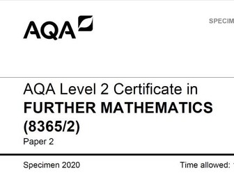 AQA Level 2 Further Maths Specimen Paper 2 Solution