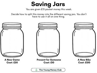 Saving Jars Activity | Teaching Children About Saving Money KS1/KS2 PSHE Worksheet Resource