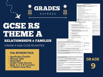 Grade 9 AQA GCSE RS: Theme A Relationships & Families Full Revision Pack