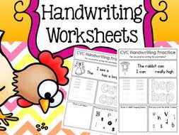 cvc handwriting practice worksheets teaching resources