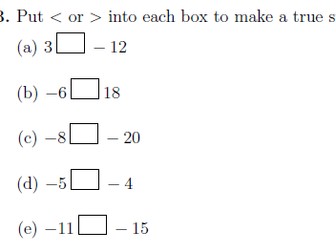 Ordering and comparing integers worksheets (with solutions) | Teaching