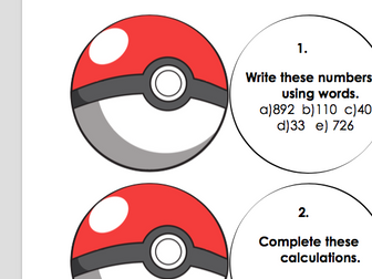 Pokemon themed maths challenges.