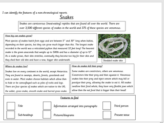 KS2 differentiated non-chronological report WAGOLL editable with features to spot & colour code