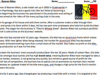 A-Level/ IB Business Case Study - The Marketing Mix (4 Ps) - Boonen Bikes