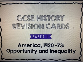USA opportunity and inequality, 1920-73.  revision cards