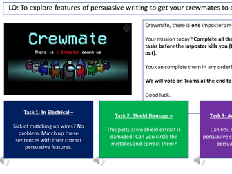 Persuasive Writing - Among Us for KS3