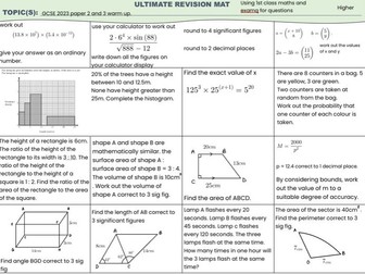 ‘23 GCSE Higher Revision Mat