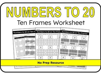 Numbers to 20 on a Tens Frames Worksheet