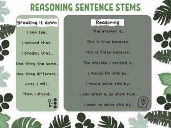 Maths Sentence Stems Word Mat