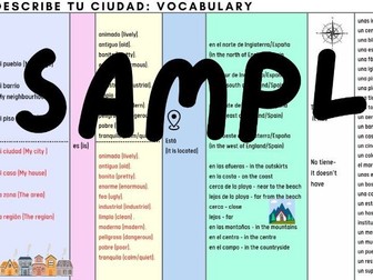 Mi ciuadad: Vocabulary/Sentence builder