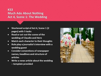 KS3 Much Ado About Nothing: Act 4, Scene 1