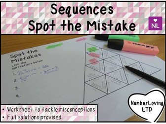 Sequences Spot the Mistake Worksheet