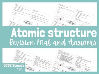 AQA GCSE Combined Science Chemistry Chapter 1 Atomic structure Revision mat with answers