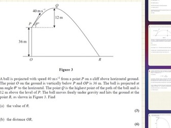 Projectiles Past Exam Paper Questions - Mechanics