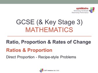 apt4Maths: PowerPoint (6 of 8) on Ratios & Proportion - DIRECT  PROPORTION - RECIPE STYLE PROBLEMS