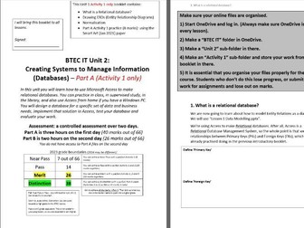 BTEC IT Unit 2 Databases Normalisation, Drawing ERDs, Relational Databases (Part A, Activity 1)