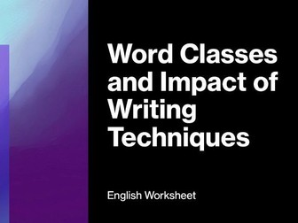 Word classes and writing techniques