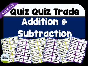 Mental Maths | Quiz Quiz Trade Cards | Addition & Subtraction