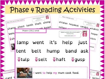 Phase 4 Letters and Sounds Segmenting and Blending Quick Reading Activities