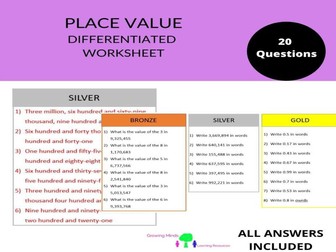 Mastering Place Value: Differentiated Worksheets for GCSE Maths and Functional SKills