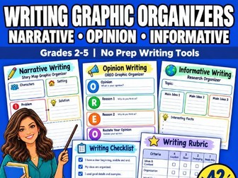 Writing Graphic Organizers | Narrative Opinion Informative | Grades 2-5