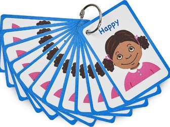 My Feelings & Emotion Girls Flashcards For Visual Aid Special Ed, Speech Delay Non Verbal Children