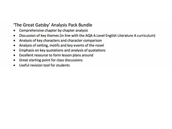 Great Gatsby Analysis Pack Bundle (Chapters 1-9)