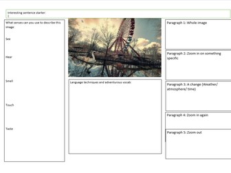 AQA Paper 1, Q5 Descriptive Writing planning sheet