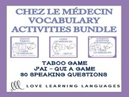 GCSE FRENCH: Chez le Médecin - Vocabulary Speaking Activities BUNDLE