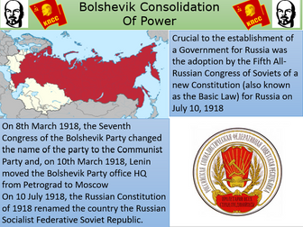 Bolshevik consolidation of power - immediate actions following Revolution