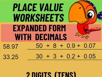 Place Value Worksheets Expanded Form With Decimals 2 Digits -Tens