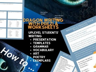 Complete dragon writing sow: vocabulary, grammar, art activities & templates