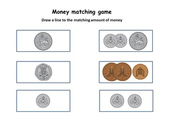 Matching money worksheets