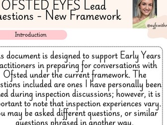 EYFS Lead Ofsted Framework Questions & Answers