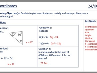 Maths: Coordinates Lesson