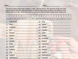 Art Forms Decoding Worksheet and Answer Key
