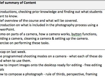 Basic photography functions
