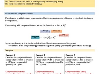 Financial maths - level 3 - learn at home