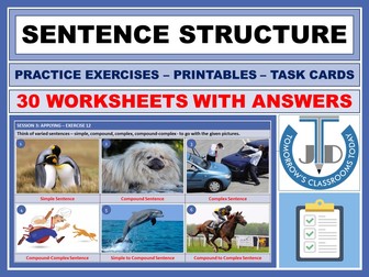 SENTENCE STRUCTURE: 30 WORKSHEETS WITH ANSWERS