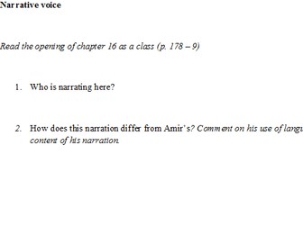 Narrative Voice for A-level - chapter 16 of the Kite Runner