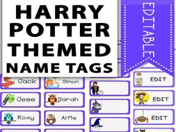 harry potter themed name tags teaching resources